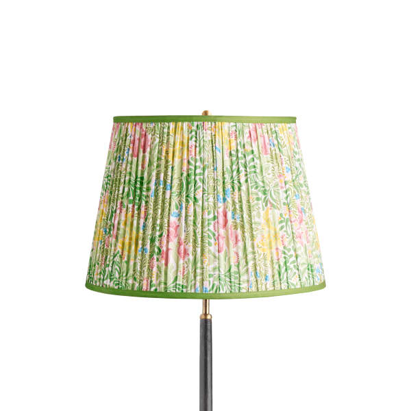 16 inch straight empire shade in boughs green and rose bower printed cotton by Morris & Co