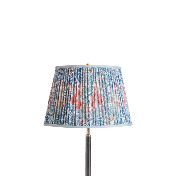 14 inch straight empire shade in indigo and barbed berry bower printed cotton by Morris & Co