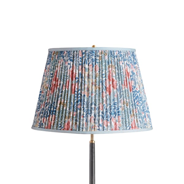 18 inch straight empire shade in indigo and barbed berry bower printed cotton by Morris & Co
