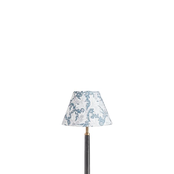 8 inch empire shade in slate blue wallflower printed cotton by Morris & co.