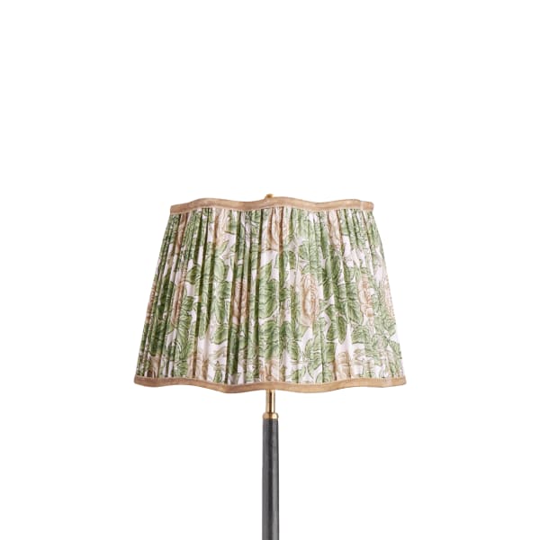 14 inch straight empire scalloped shade in leafy arbour Rambling Rose linen by Morris & Co
