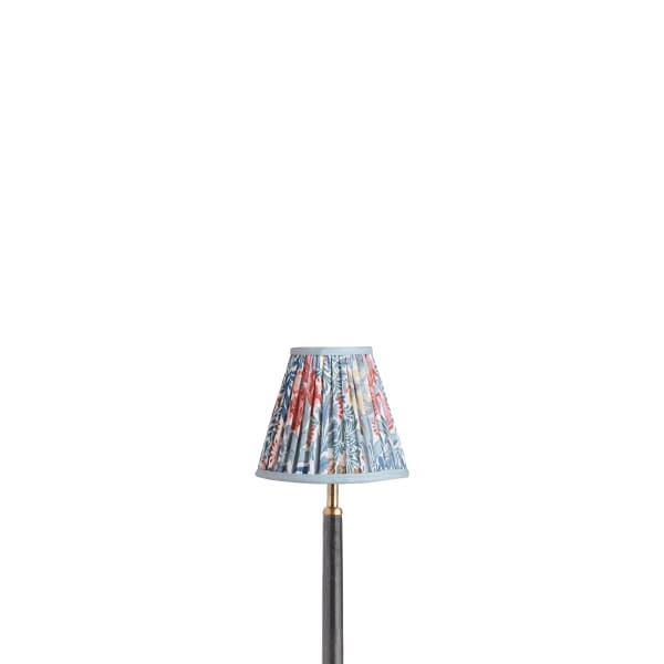 6 inch empire clip on shade in indigo and barbed berry bower printed cotton by Morris & co.