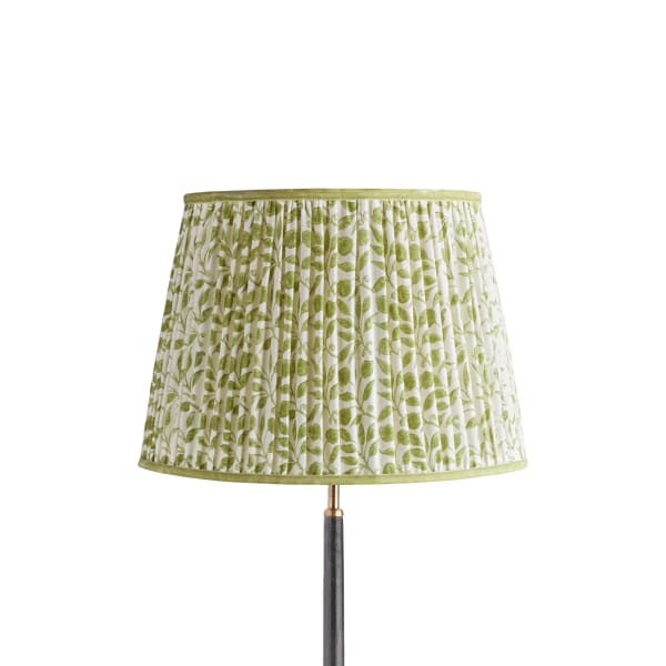 16 inch straight empire shade for cordless lamps in thyme Rosehip linen by Morris & Co