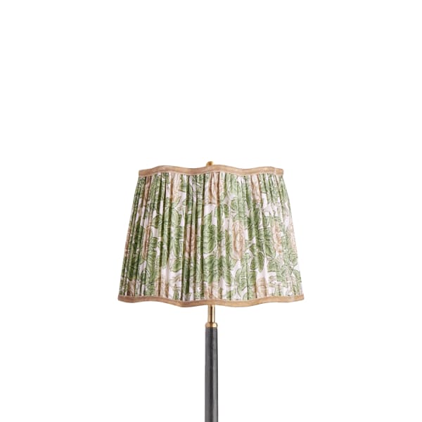 12 inch straight empire scalloped shade in leafy arbour Rambling Rose linen by Morris & Co