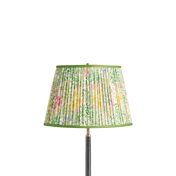 14 inch straight empire shade in boughs green and rose bower printed cotton by Morris & Co