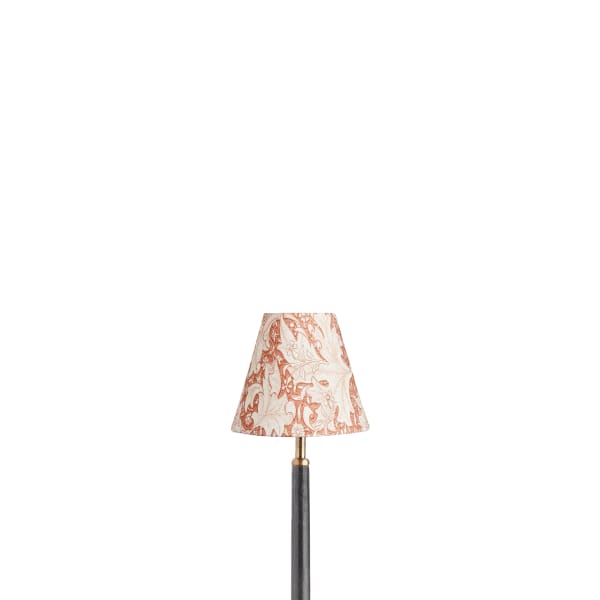 6 inch empire shade for cordless lamps in brick dust Wallflower printed cotton by Morris & co.