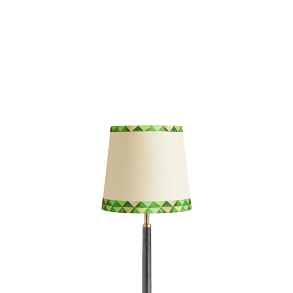8 inch tall tapered shade for cordless lamps in in green card harlequin by Matthew Williamson