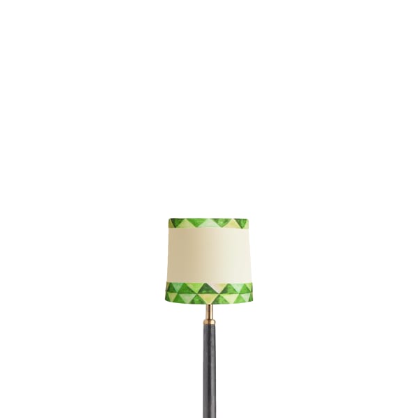 5.5 inch tall tapered clip on shade in green card harlequin by Matthew Williamson