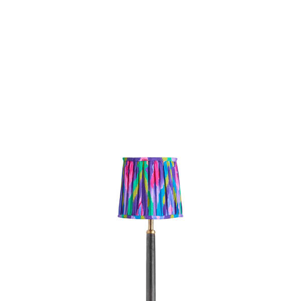 5.5 inch tall tapered clip on shade in purple mala ikat by Matthew Williamson