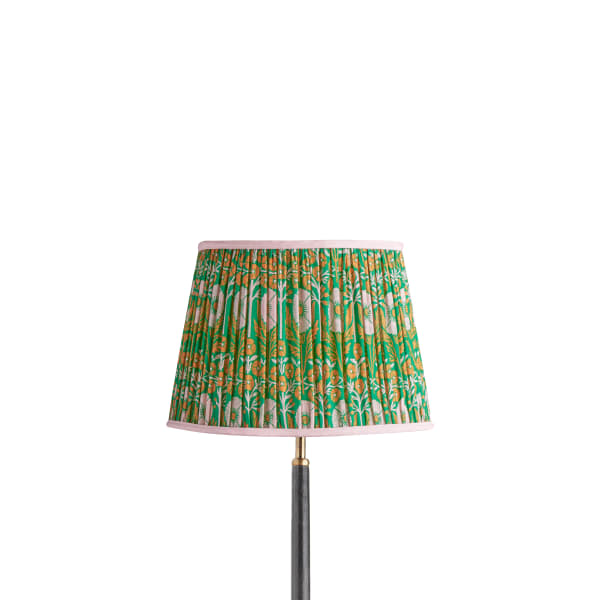 12 inch straight empire reversible gimbal printed cotton shade in Ellen Merchant's Green Poppies