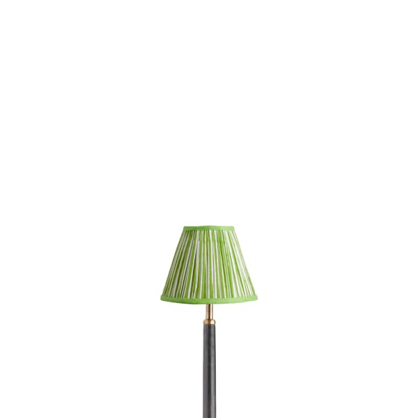 6 inch empire shade for cordless lamps in classic green chalk stripes printed cotton