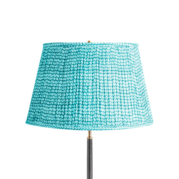 20 inch straight empire shade in blue block printed cotton