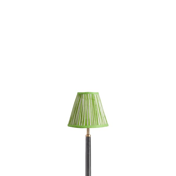 6 inch empire clip on shade in classic green chalk stripes printed cotton