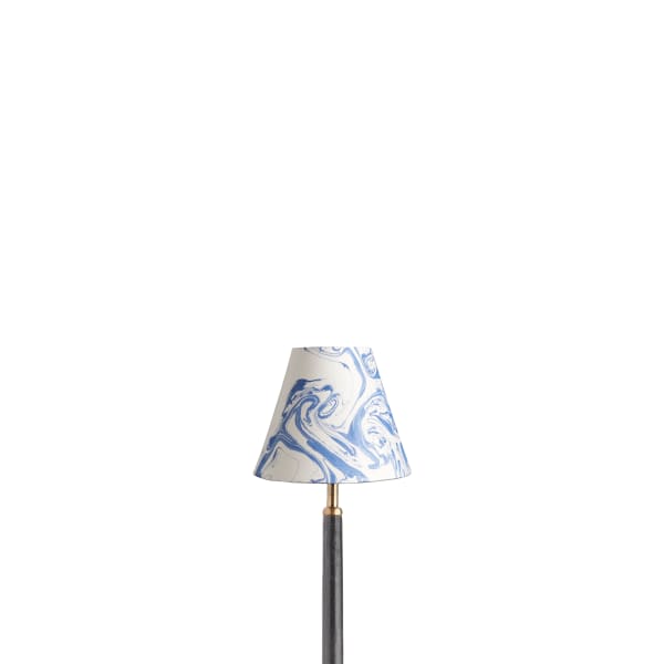 6 inch empire clip on shade in blue and white Tiber hand marbled paper
