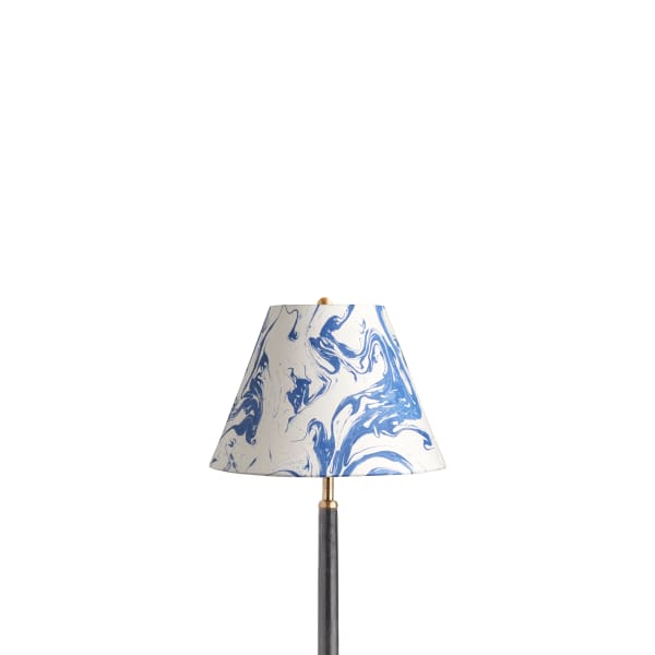 10 inch empire hand marbled paper shade in blue and white Tiber