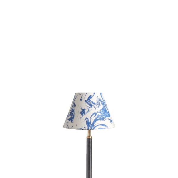 8 inch empire clip on shade in blue and white Tiber hand marbled paper