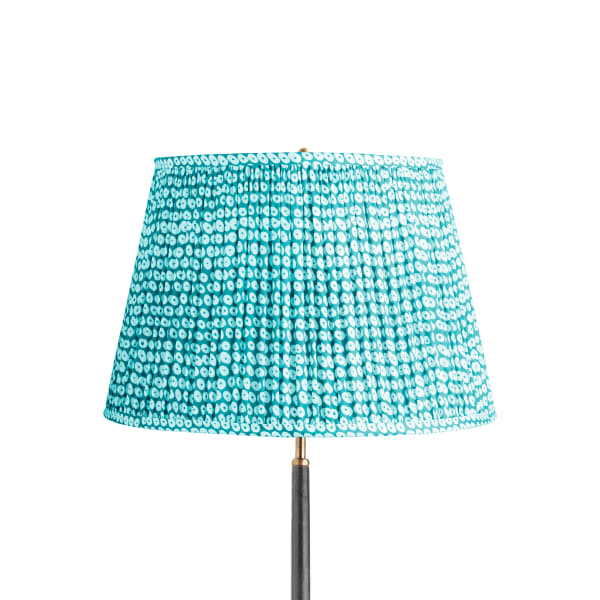 18 inch straight empire shade in blue block printed cotton