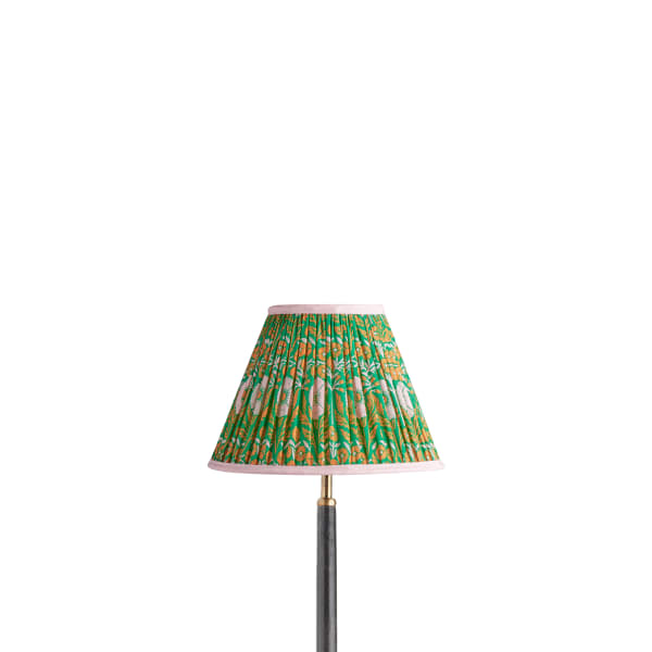 10 inch empire printed cotton shade for cordless lamps in Ellen Merchant's Green Poppies