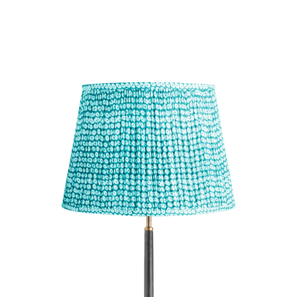 16 inch straight empire reversible gimbal shade in blue block printed cotton