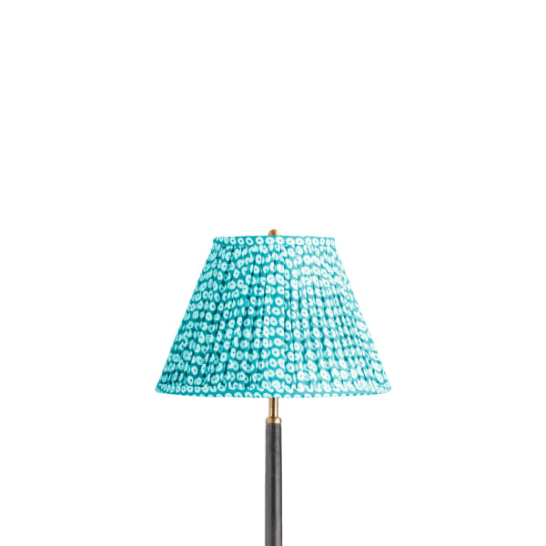 12 inch empire shade in blue block printed cotton