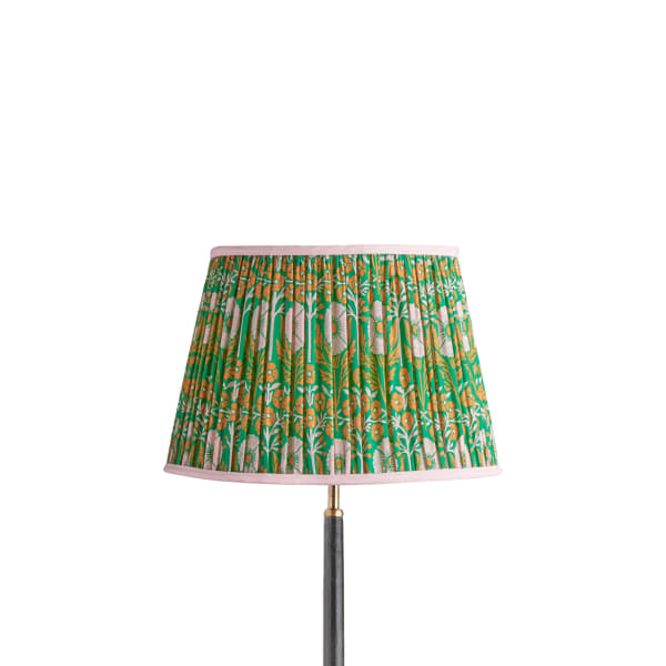 14 inch straight empire reversible gimbal printed cotton shade in Ellen Merchant's Green Poppies