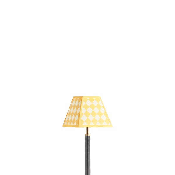 6 inch Milford check square shade for cordless lamps in cornsilk