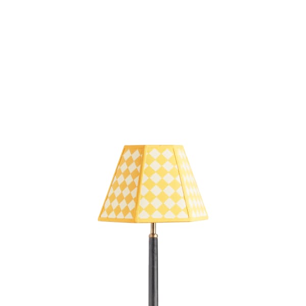 10 inch Milford check hexagon shade for cordless lamps in cornsilk