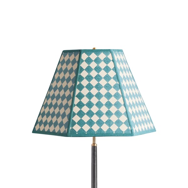 18 inch Milford check hexagon shade in seafoam