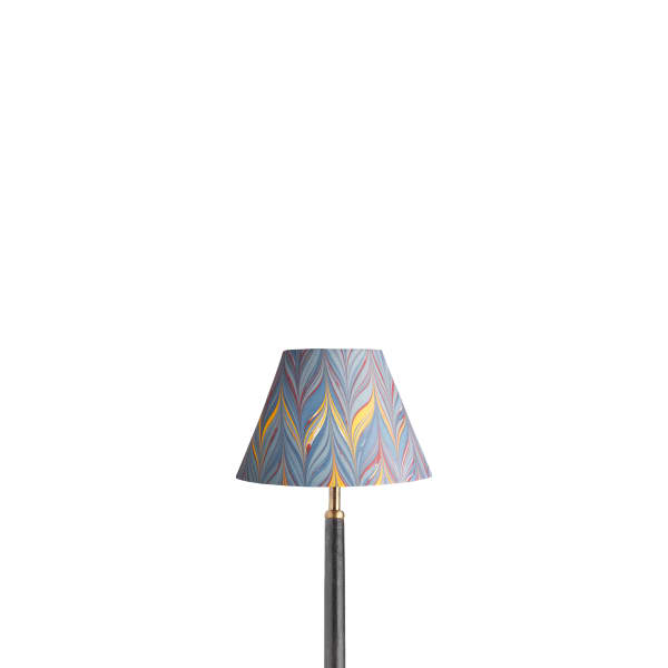 8 inch empire shade for cordless lamps in blue, yellow and red Brenta hand made marbled paper