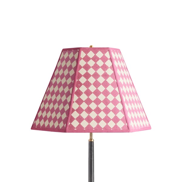 18 inch Milford check hexagon shade in raspberry