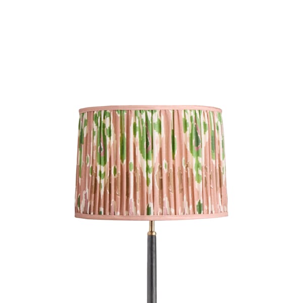 14 inch tapered drum reversible gimbal shade for cordless in blush Bokhara gathered linen by GP & J Baker