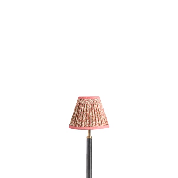 6 inch empire shade for cordless lamps in red aqua Tuffley gathered cotton by GP & J Baker