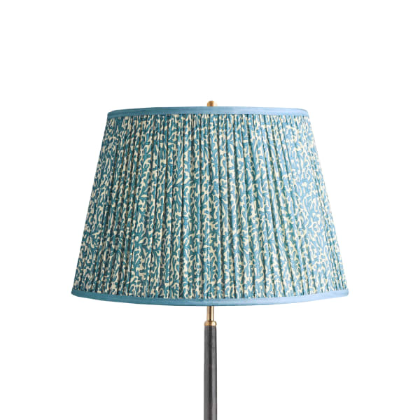 18 inch straight empire shade in denim Tuffley gathered cotton by GP & J Baker