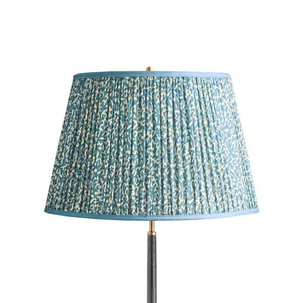 20 inch straight empire shade in denim Tuffley gathered cotton by GP & J Baker