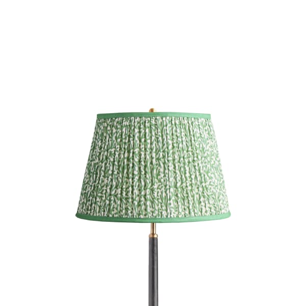 14 inch straight empire shade in green blue Tuffley gathered cotton by GP & J Baker