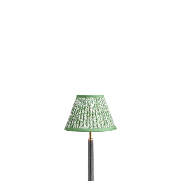 8 inch empire shade for cordless lamps in green blue Tuffley gathered cotton by GP & J Baker