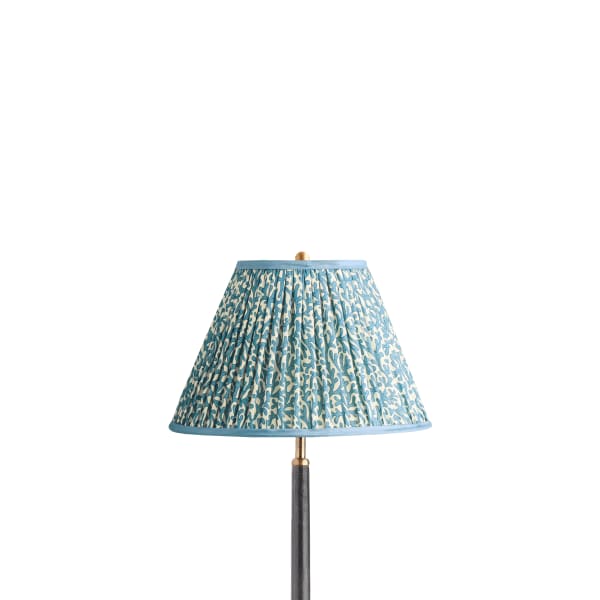 12 inch empire shade in denim Tuffley gathered cotton by GP & J Baker