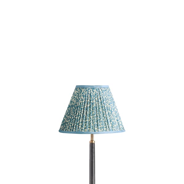 10 inch empire shade for cordless lamps in denim Tuffley gathered cotton by GP & J Baker