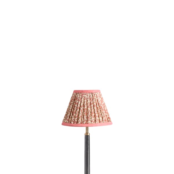 8 inch empire shade for cordless lamps in red aqua Tuffley gathered cotton by GP & J Baker