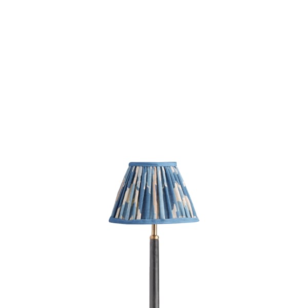 8 inch empire shade for cordless lamps in denim Bokhara gathered linen by GP & J Baker