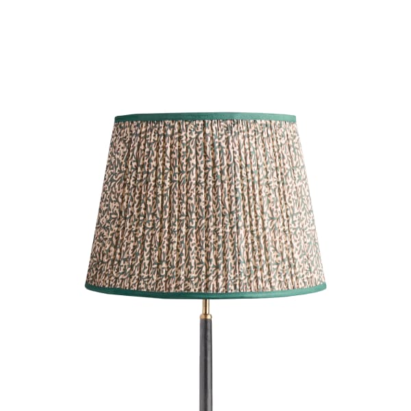 16 inch straight empire reversible gimbal shade in aqua red Tuffley gathered cotton by GP & J Baker