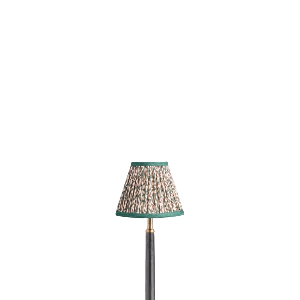 6 inch empire shade for cordless lamps in aqua red Tuffley gathered cotton by GP & J Baker
