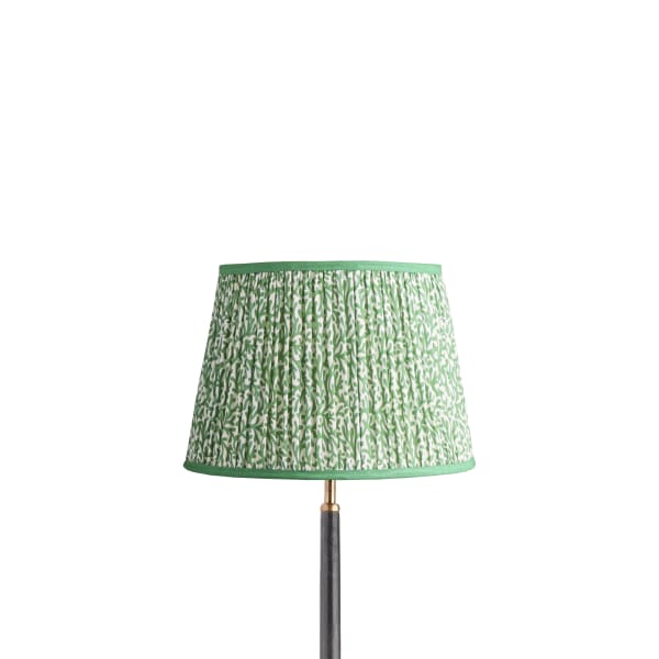 12 inch straight empire reversible gimbal shade in green blue Tuffley gathered cotton by GP & J Baker