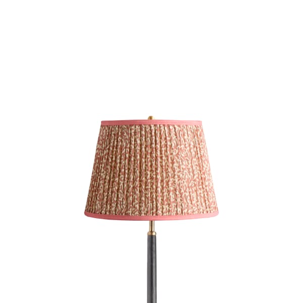 12 inch straight empire shade in red aqua Tuffley gathered cotton by GP & J Baker