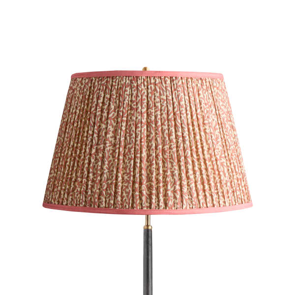 20 inch straight empire shade in red aqua Tuffley gathered cotton by GP & J Baker