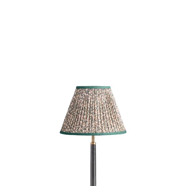 10 inch empire shade for cordless lamps in aqua red Tuffley gathered cotton by GP & J Baker