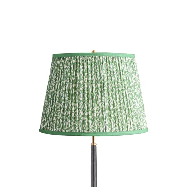 16 inch straight empire shade in green blue Tuffley gathered cotton by GP & J Baker