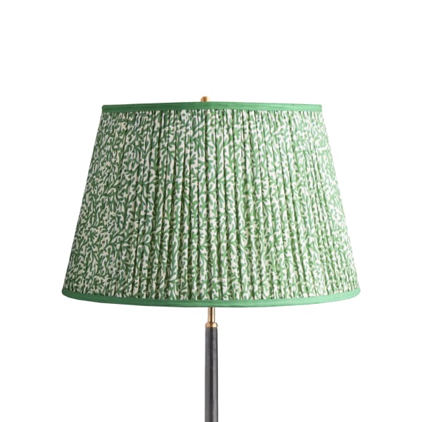 20 inch straight empire shade in green blue Tuffley gathered cotton by GP & J Baker