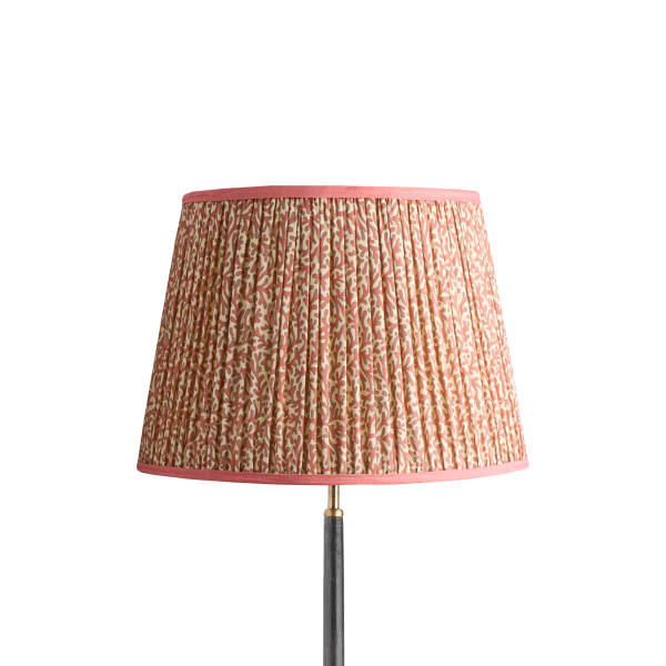 16 inch straight empire reversible gimbal shade in red aqua Tuffley gathered cotton by GP & J Baker