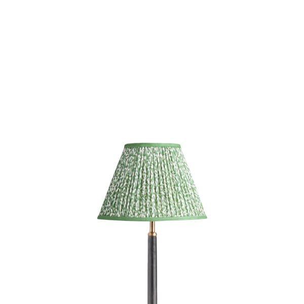 10 inch empire shade for cordless lamps in green blue Tuffley gathered cotton by GP & J Baker